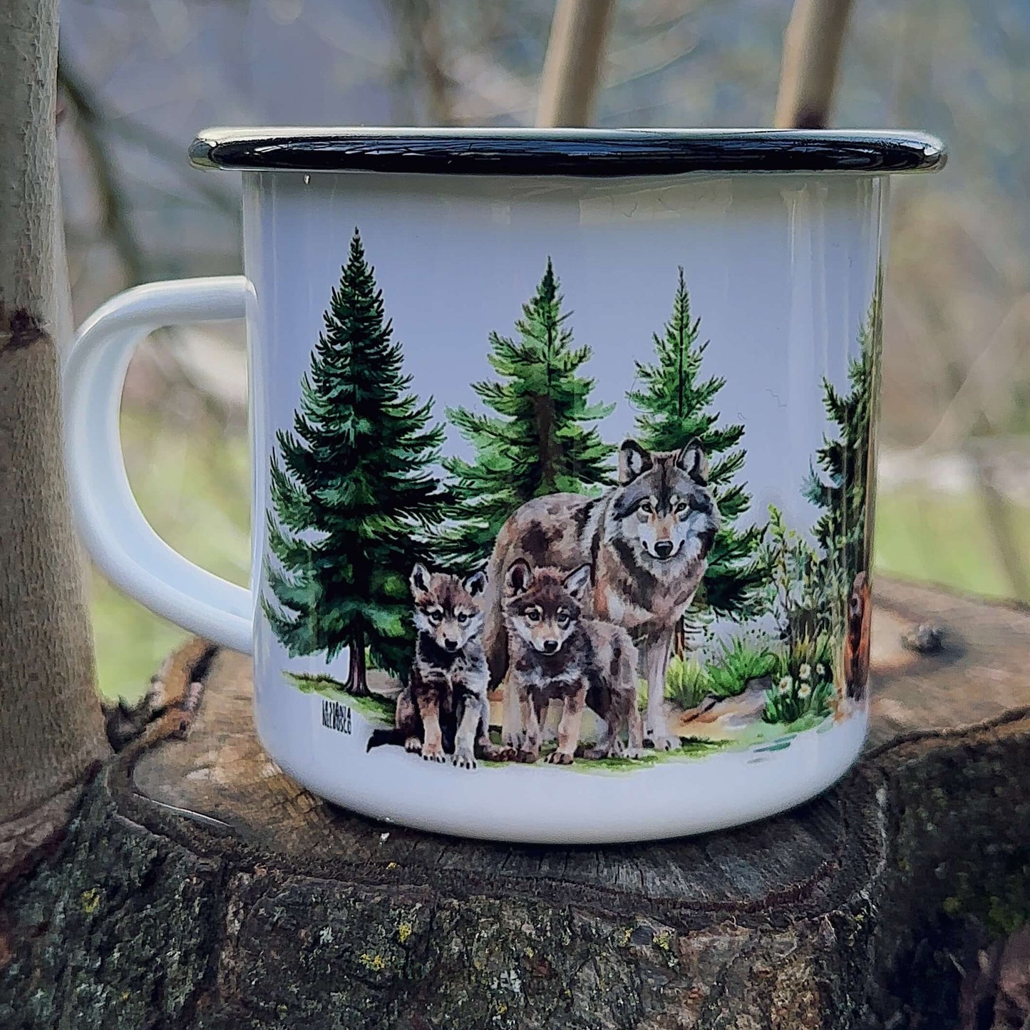 Foresta 🐻 🐺 - Tazza in metallo smaltato